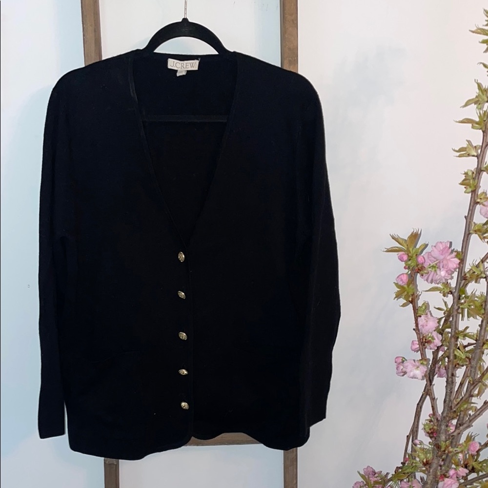 J. Crew Black Cardigan Sweater V-Neck Knit